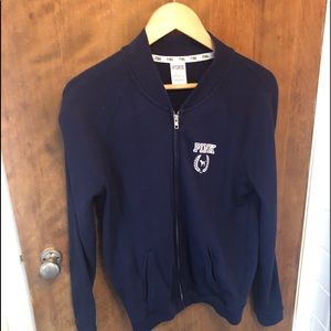PINK Navy Medium zip sweat jacket